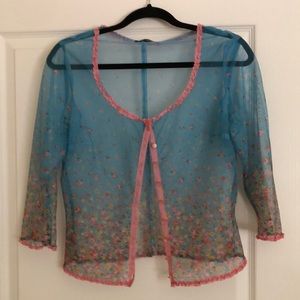Betsey Johnson sheer, darling unique jacket. Light and filmy size large
